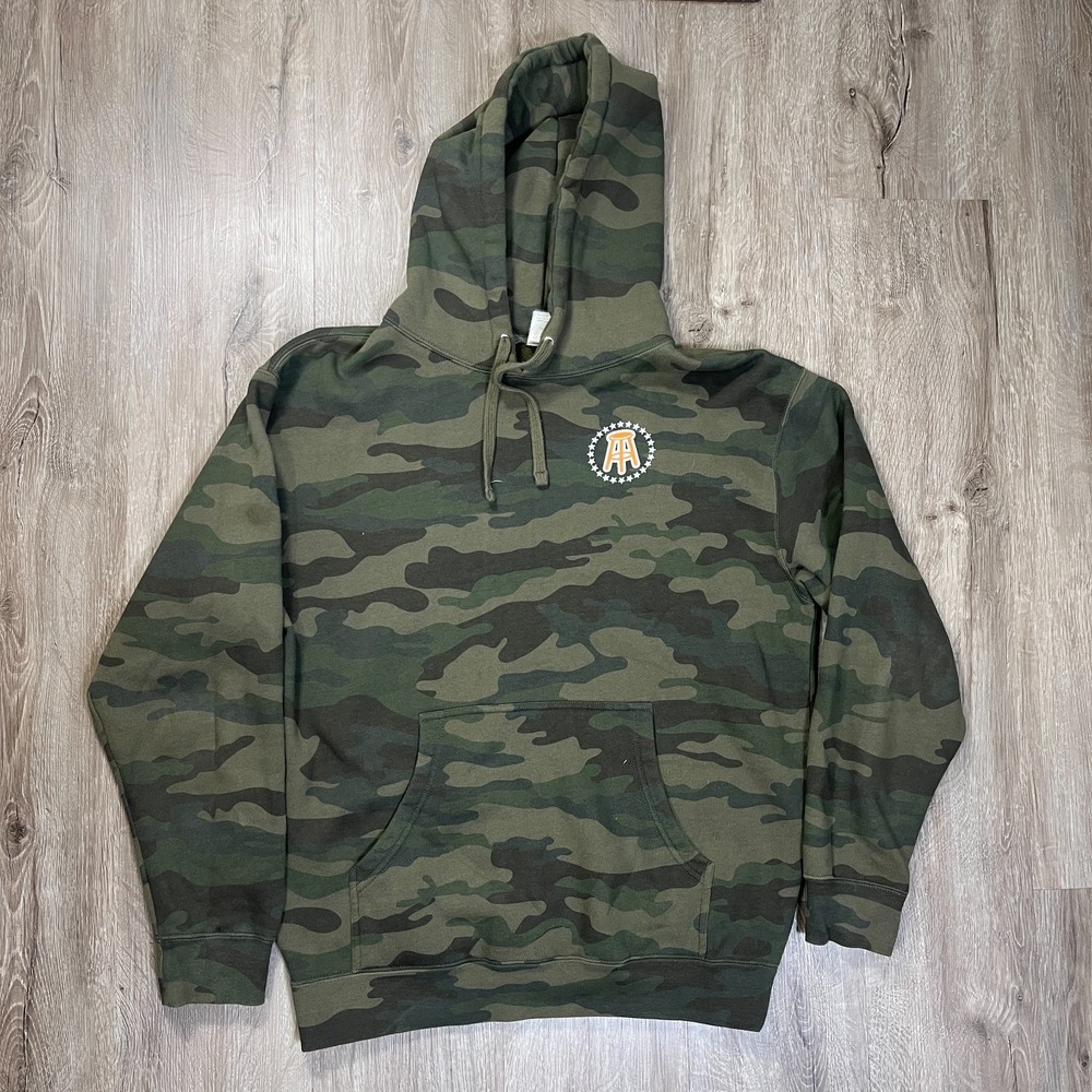 Barstool Sports Camo Hoodie Pullover Sweatshirt Mens Medium Green Camouflage